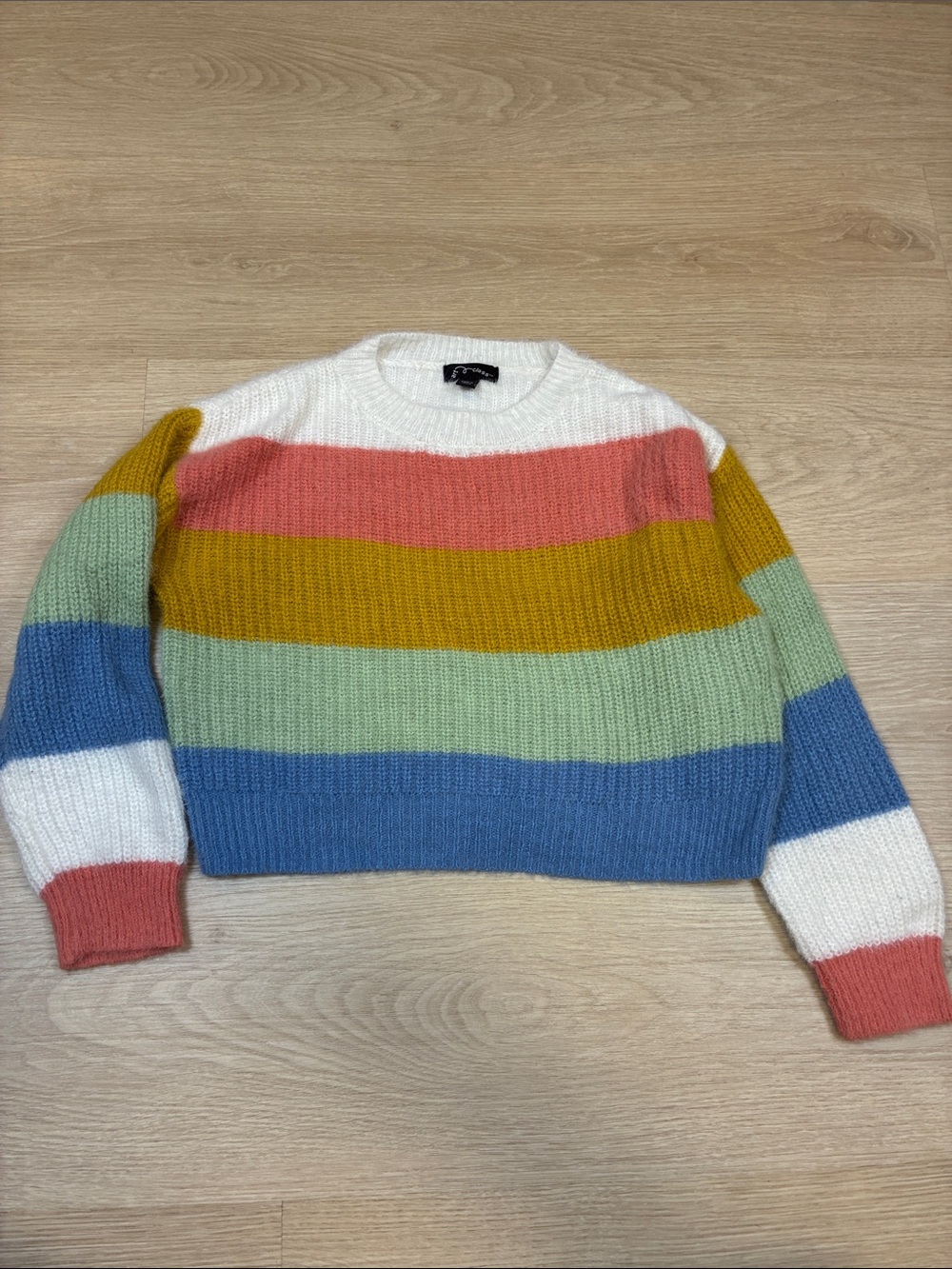 art class Striped Crewneck Sweater - White, Coral, Mustard, Mint & Blue
